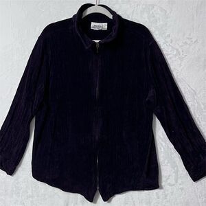Chico's Design Women's Velour Zip-Up Jacket Size 3 (L 16) Purple
